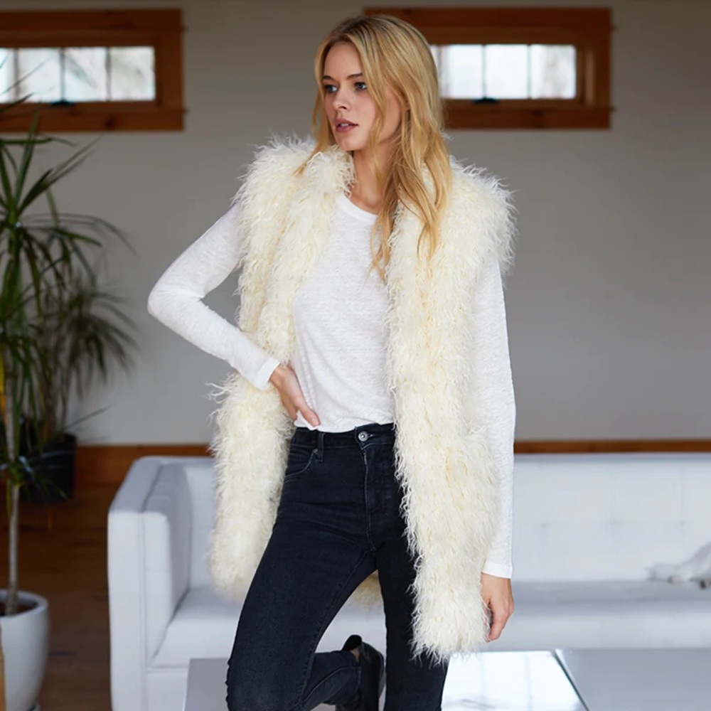Emerson Fry Ivory Fluffy Vest